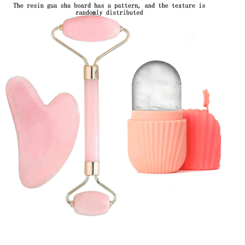 3pcs Ice Face Roller Facial Skincare Ice Roller Set,Facial Roller GuaSha FaceTool Set,Face Massage Roller Lifting Contouring