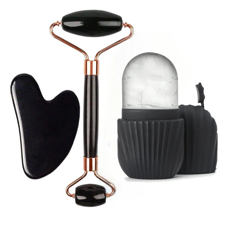 3pcs Ice Face Roller Facial Skincare Ice Roller Set,Facial Roller GuaSha FaceTool Set,Face Massage Roller Lifting Contouring